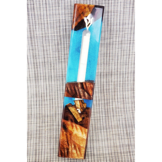 Mezuzah Holder burl wood with clear see through epoxy