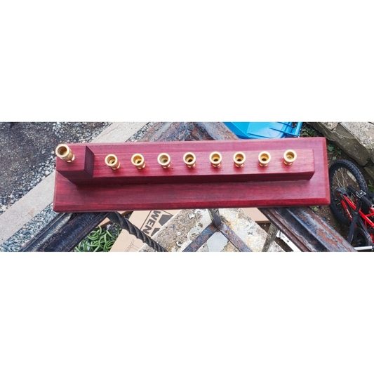 Menorah Purple-heart Wood With Gold Candle Holder