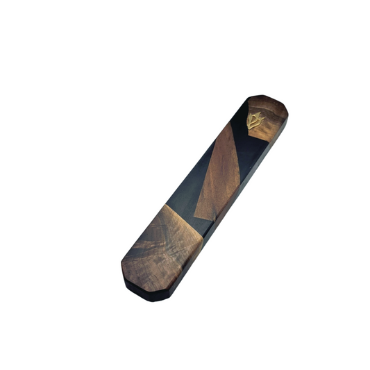 Mezuzah Holder pieces of Walnut wood With Black Epoxy