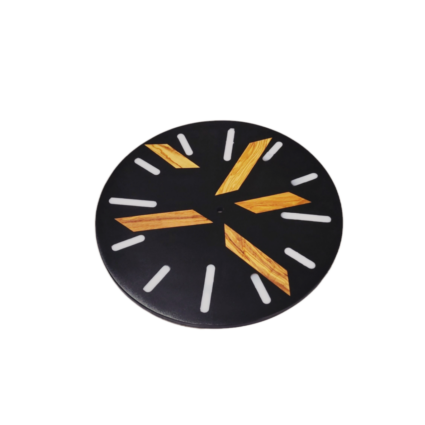 Wall Clock 12" Exotic Wood With Black Epoxy And White Epoxy Lines