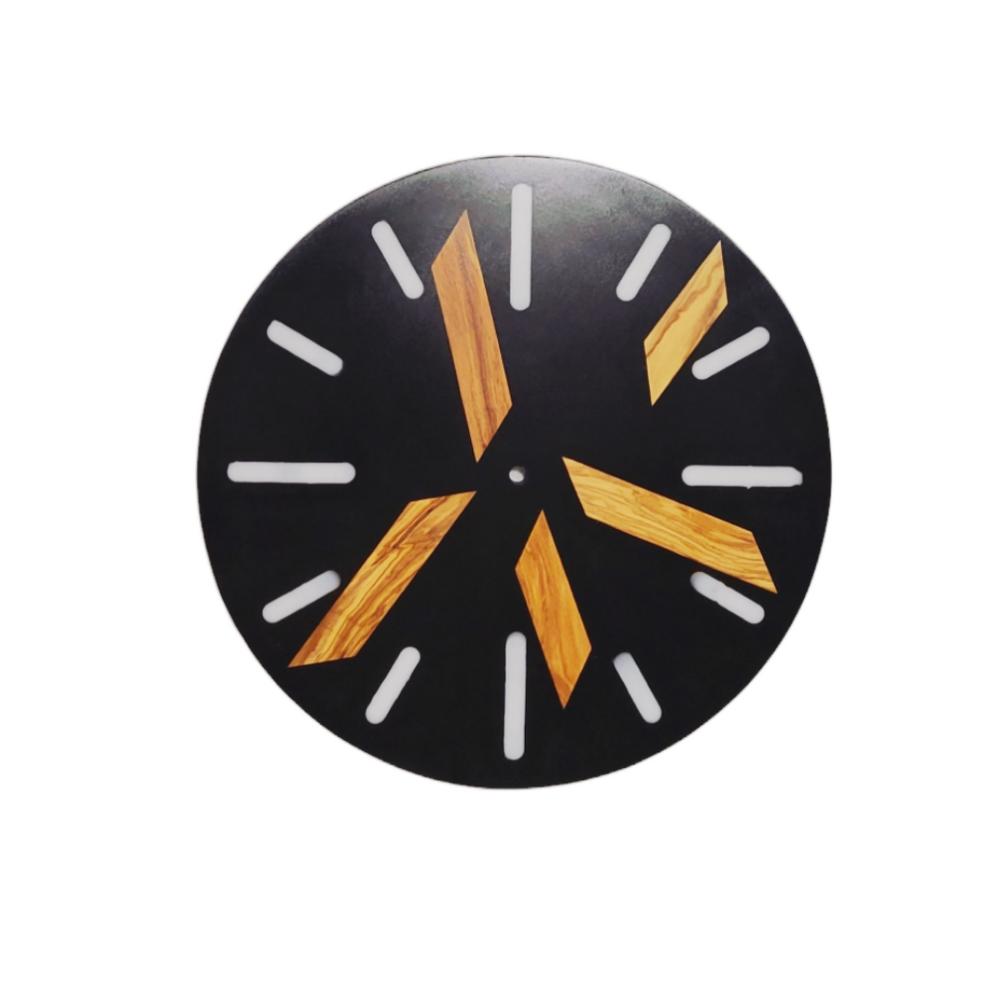 Wall Clock 12" Exotic Wood With Black Epoxy And White Epoxy Lines