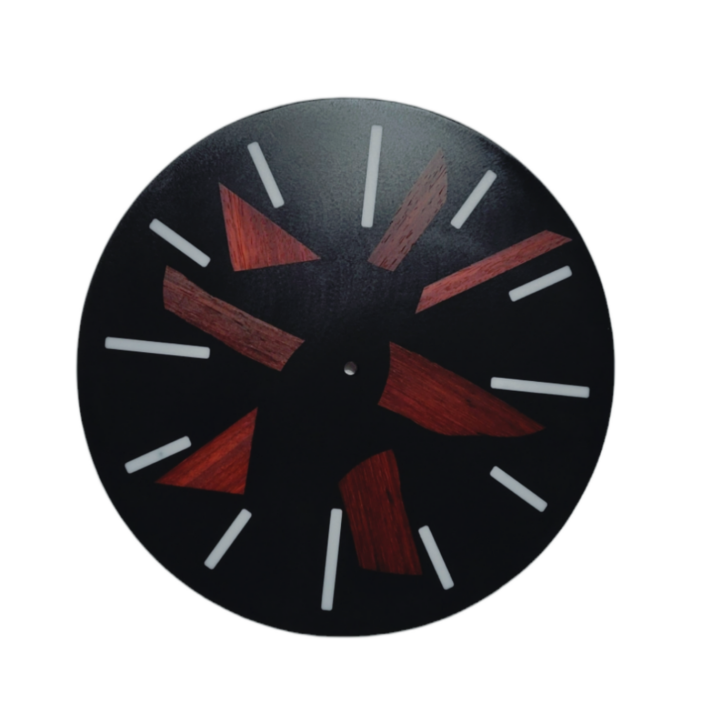 Wall Clock 12" Exotic Wood With Black Epoxy And White Epoxy Lines