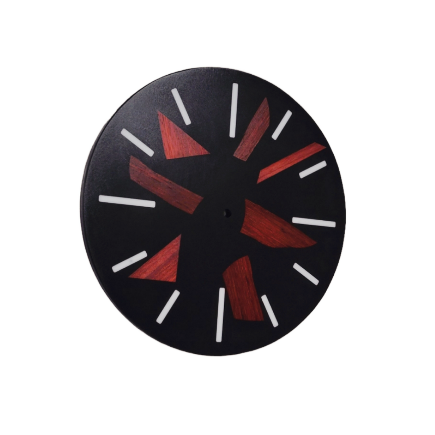 Wall Clock 12" Exotic Wood With Black Epoxy And White Epoxy Lines